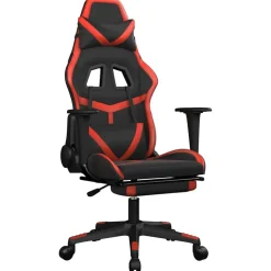 vidaXL Silla gaming de masaje y reposapiés cuero sintético negro rojo Negro y rojo Outlet