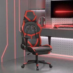 vidaXL Silla gaming de masaje y reposapiés cuero sintético negro rojo Negro y rojo Outlet