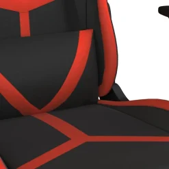 vidaXL Silla gaming de masaje y reposapiés cuero sintético negro rojo Negro y rojo Outlet