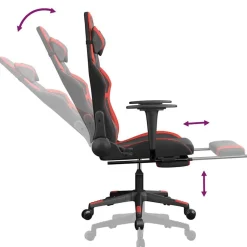 vidaXL Silla gaming de masaje y reposapiés cuero sintético negro rojo Negro y rojo Outlet