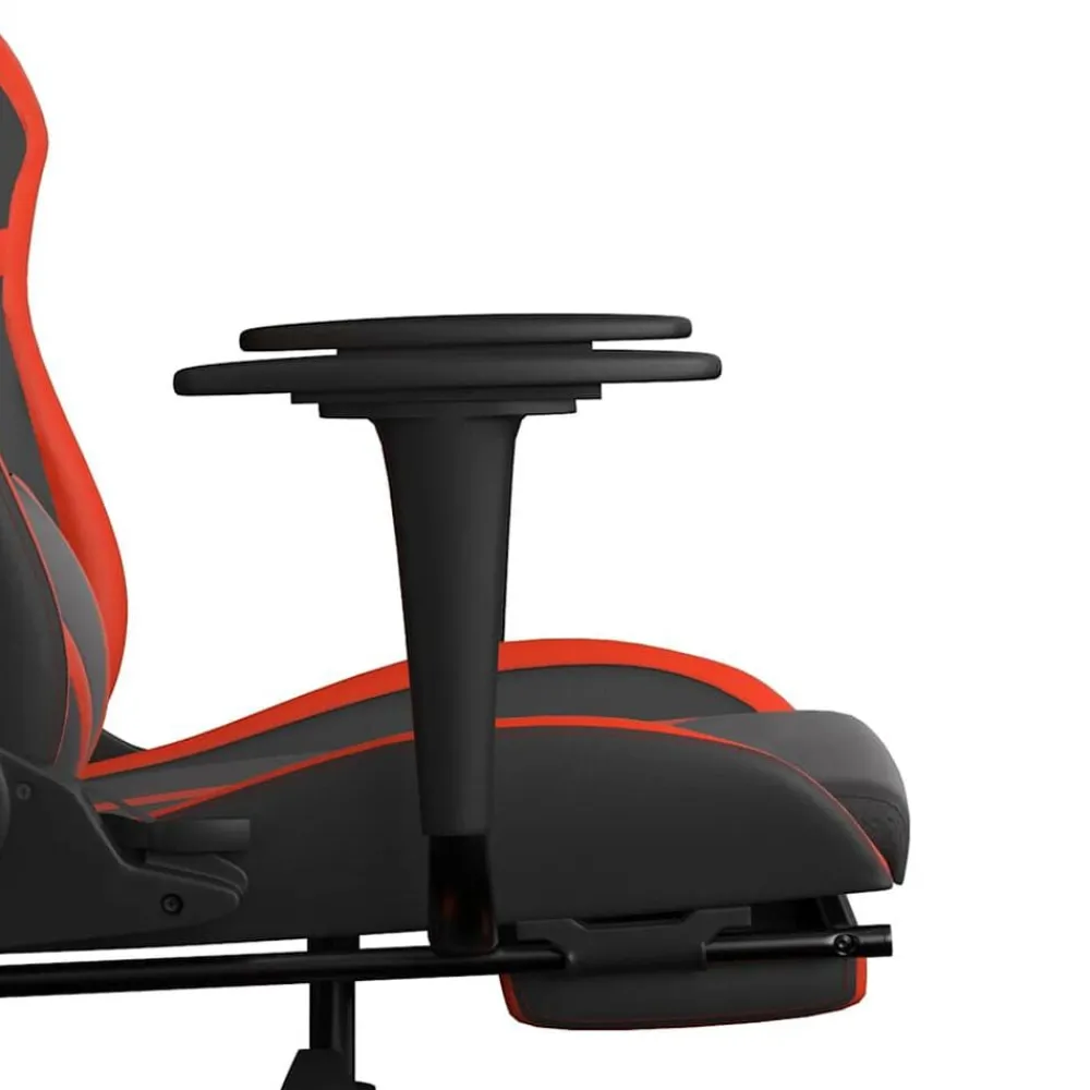 vidaXL Silla gaming de masaje y reposapiés cuero sintético negro rojo Negro y rojo Outlet
