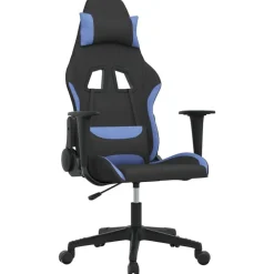 vidaXL Silla gaming de masaje tela negro y Azul