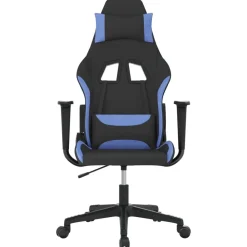 vidaXL Silla gaming de masaje tela negro y Azul