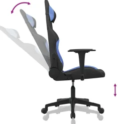 vidaXL Silla gaming de masaje tela negro y Azul