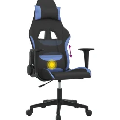 vidaXL Silla gaming de masaje tela negro y Azul