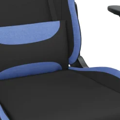 vidaXL Silla gaming de masaje tela negro y Azul