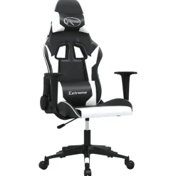 vidaXL Silla gaming de masaje cuero sintético Negro y blanco Hot