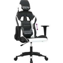 vidaXL Silla gaming de masaje cuero sintético Negro y blanco Hot