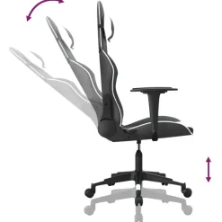 vidaXL Silla gaming de masaje cuero sintético Negro y blanco Hot