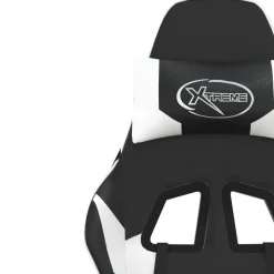 vidaXL Silla gaming de masaje cuero sintético Negro y blanco Hot