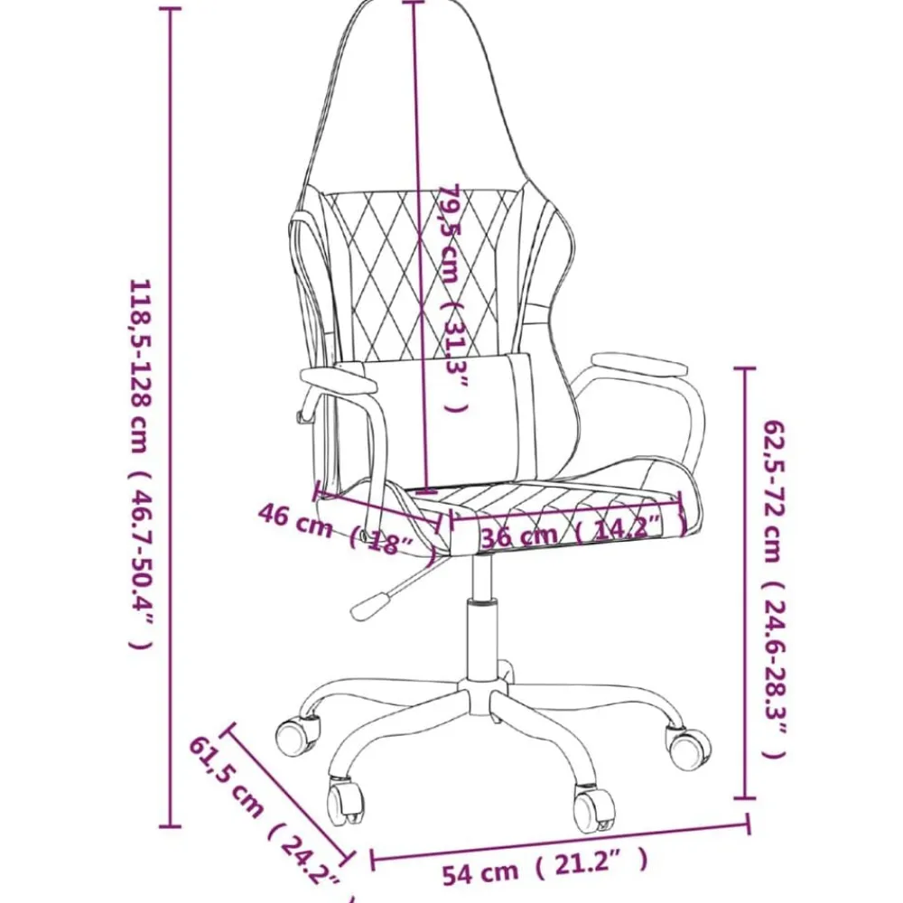 vidaXL Silla gaming de masaje cuero sintético Blanco y rosa Clearance