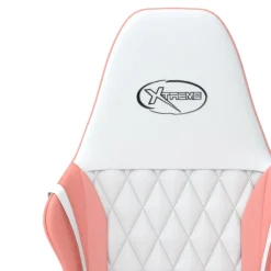vidaXL Silla gaming de masaje cuero sintético Blanco y rosa Clearance