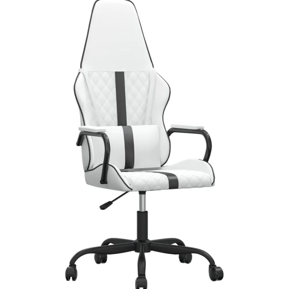 vidaXL Sillas-Silla gaming de masaje cuero sintético negro y