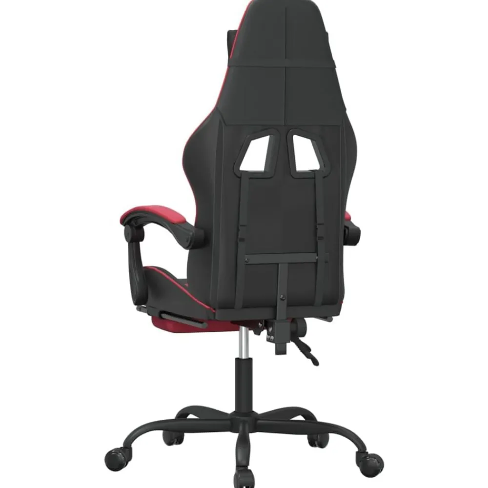 vidaXL Silla gaming giratoria y reposapiés cuero sintético Negro y rojo tinto Sale