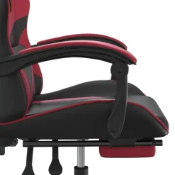 vidaXL Silla gaming giratoria y reposapiés cuero sintético Negro y rojo tinto Sale