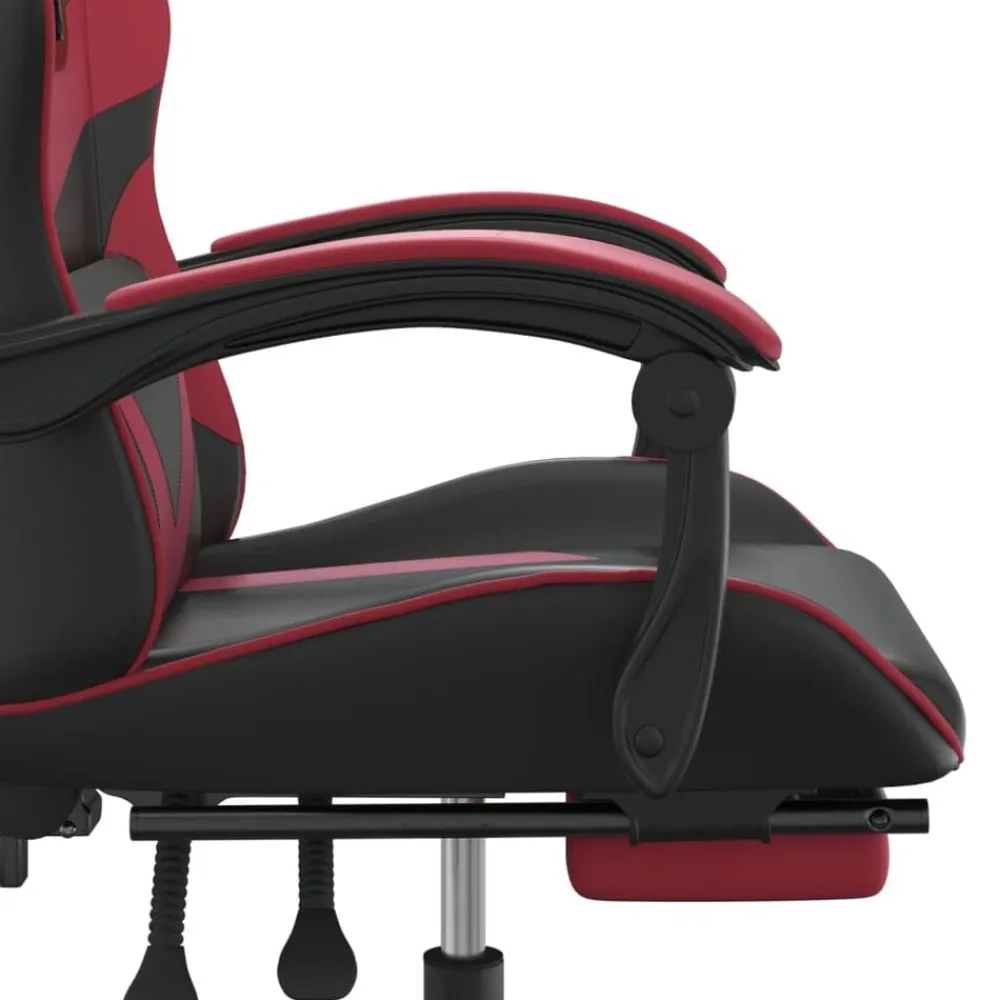 vidaXL Silla gaming giratoria y reposapiés cuero sintético Negro y rojo tinto Sale