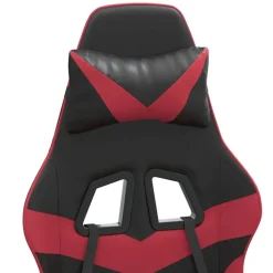 vidaXL Silla gaming giratoria y reposapiés cuero sintético Negro y rojo tinto Sale