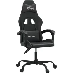 vidaXL Silla gaming giratoria cuero sintético Negro Hot