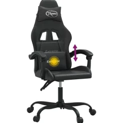 vidaXL Silla gaming giratoria cuero sintético Negro Hot