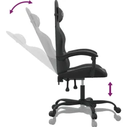vidaXL Silla gaming giratoria cuero sintético Negro Hot
