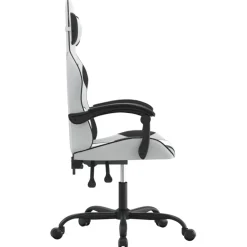 vidaXL Silla gaming giratoria cuero sintético Blanco y negro