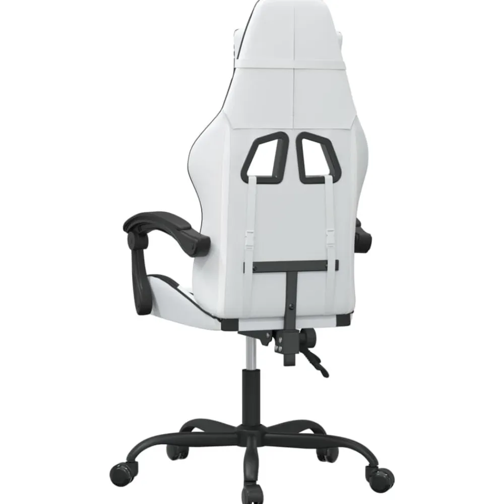 vidaXL Silla gaming giratoria cuero sintético Blanco y negro