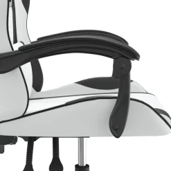 vidaXL Silla gaming giratoria cuero sintético Blanco y negro