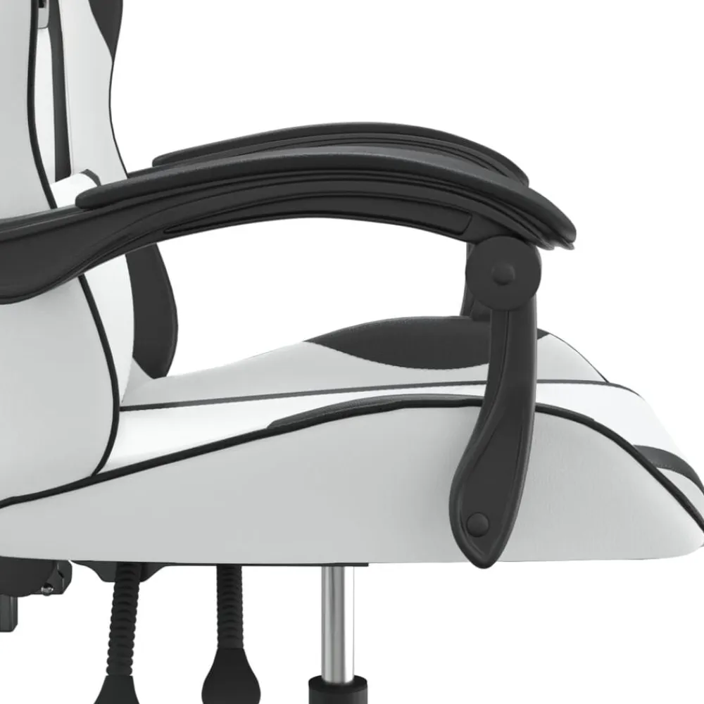 vidaXL Silla gaming giratoria cuero sintético Blanco y negro