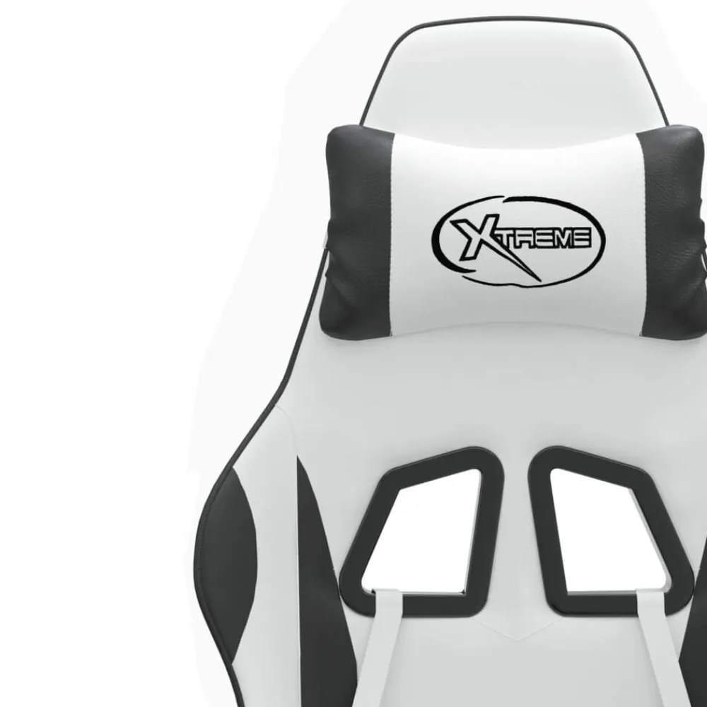 vidaXL Silla gaming giratoria cuero sintético Blanco y negro