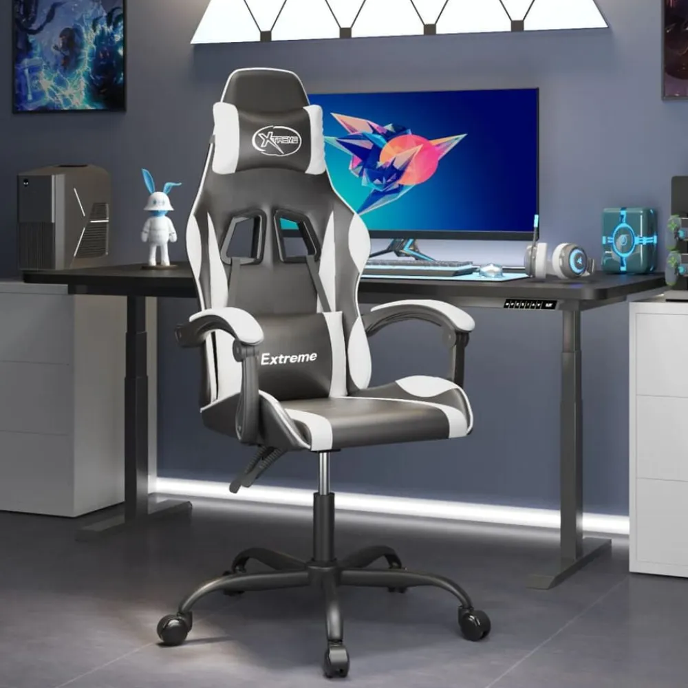 vidaXL Sillas-Silla gaming giratoria cuero sintético