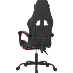 vidaXL Silla gaming giratoria y reposapiés cuero sintético Negro y rojo tinto