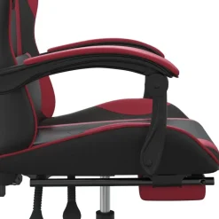 vidaXL Silla gaming giratoria y reposapiés cuero sintético Negro y rojo tinto