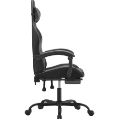vidaXL Silla gaming giratoria y reposapiés cuero sintético negro gris Negro y gris Best