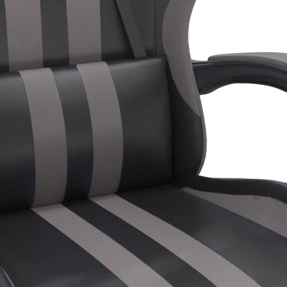 vidaXL Silla gaming giratoria y reposapiés cuero sintético negro gris Negro y gris Best