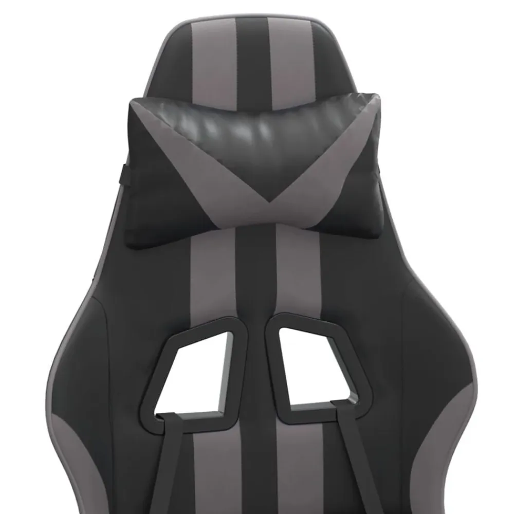 vidaXL Silla gaming giratoria y reposapiés cuero sintético negro gris Negro y gris Best