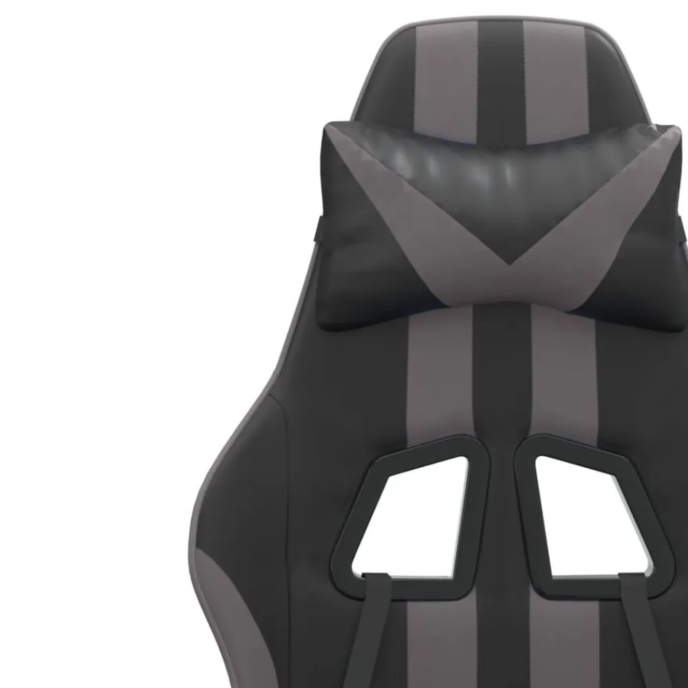 vidaXL Silla gaming giratoria y reposapiés cuero sintético negro gris Negro y gris Best