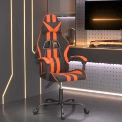vidaXL Silla gaming giratoria cuero sintético Negro y naranja Hot