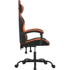 vidaXL Silla gaming giratoria cuero sintético Negro y naranja Hot