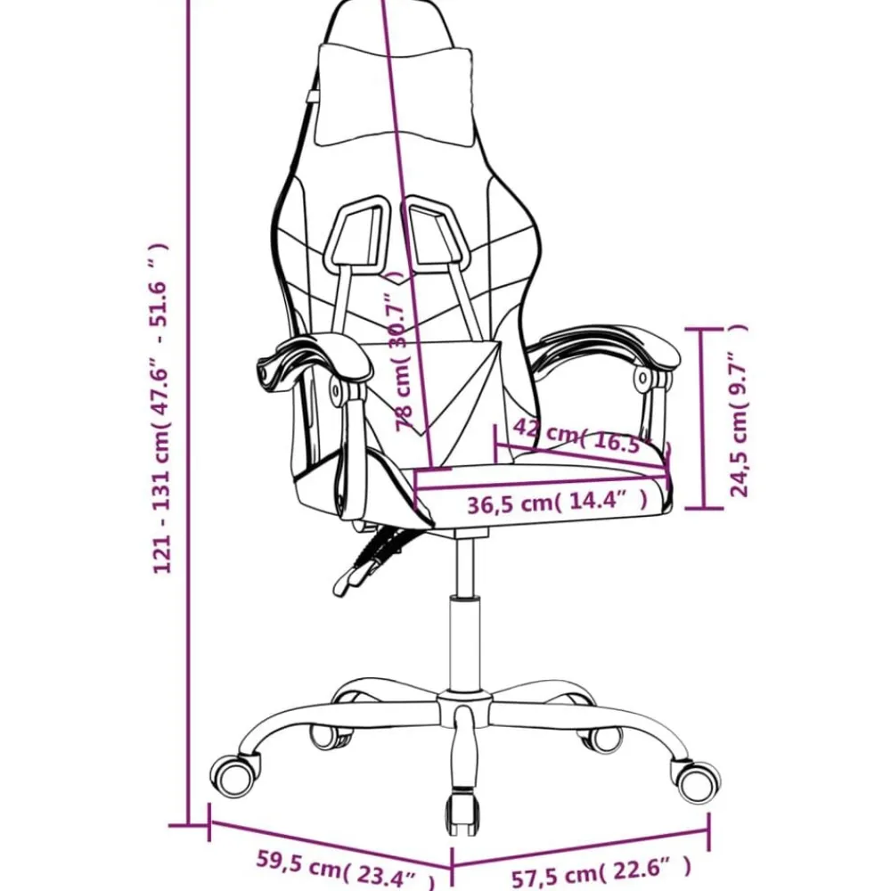 vidaXL Sillas-Silla gaming giratoria cuero sintético