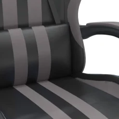 vidaXL Silla gaming giratoria cuero sintético Negro y gris