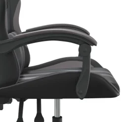 vidaXL Silla gaming giratoria cuero sintético Negro y gris