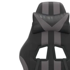 vidaXL Silla gaming giratoria cuero sintético Negro y gris