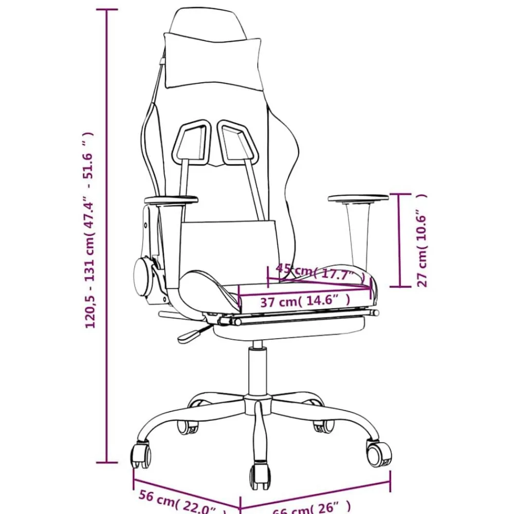 vidaXL Sillas-Silla gaming masaje y reposapiés cuero sintético negro blanco