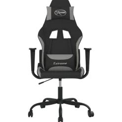 vidaXL Sillas-Silla gaming tela gris claro y negro