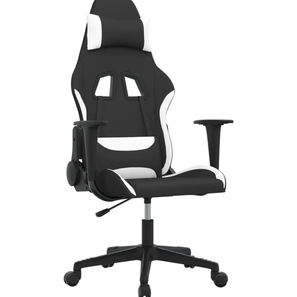 vidaXL Silla gaming tela Negro y blanco New