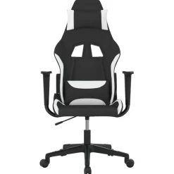 vidaXL Silla gaming tela Negro y blanco New