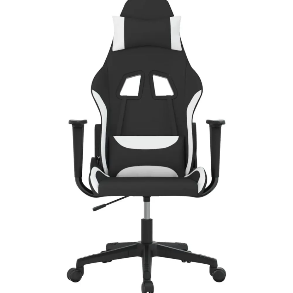 vidaXL Silla gaming tela Negro y blanco New