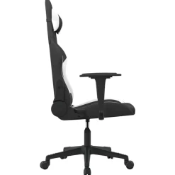 vidaXL Silla gaming tela Negro y blanco New