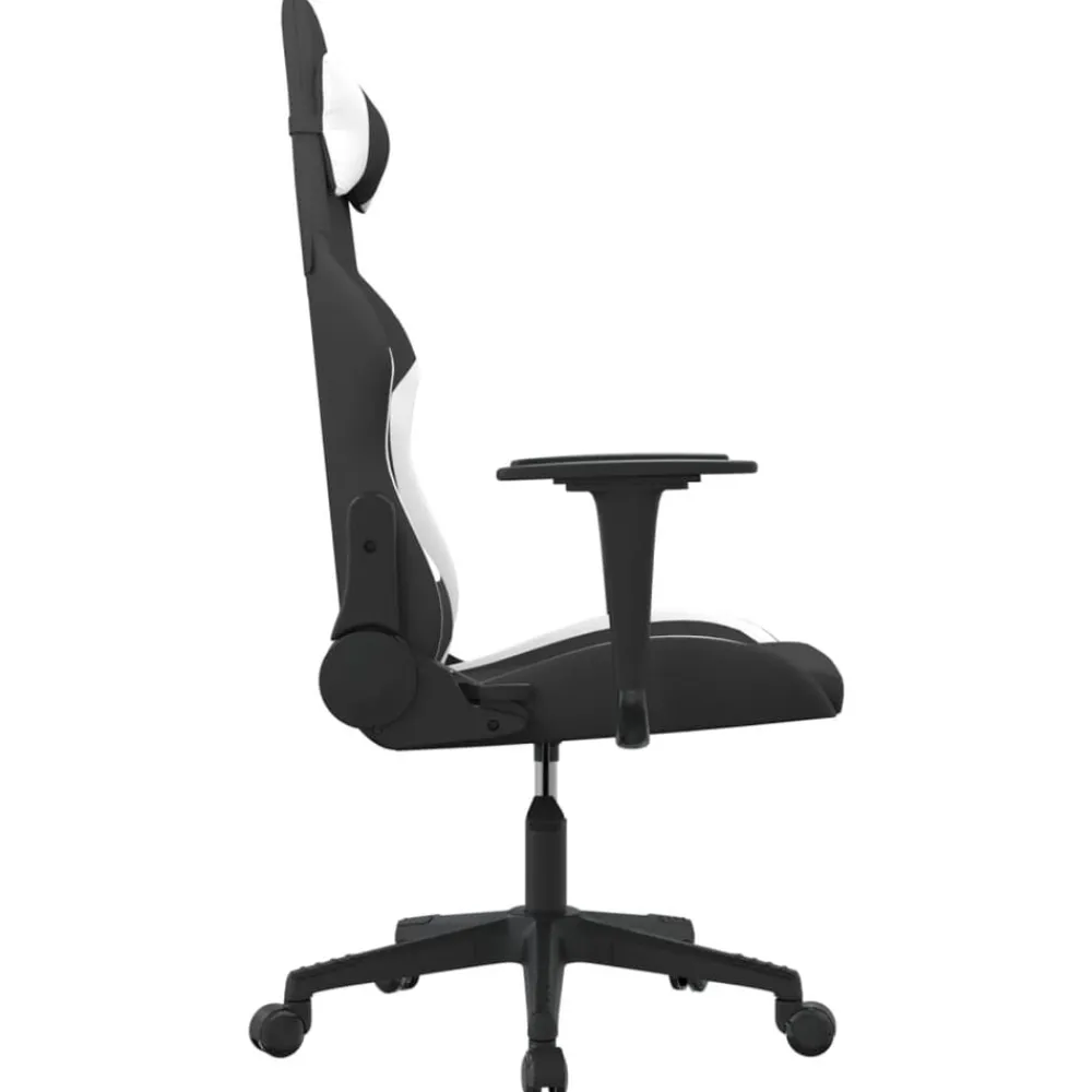 vidaXL Silla gaming tela Negro y blanco New