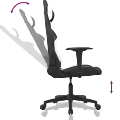 vidaXL Silla gaming tela Negro y blanco New